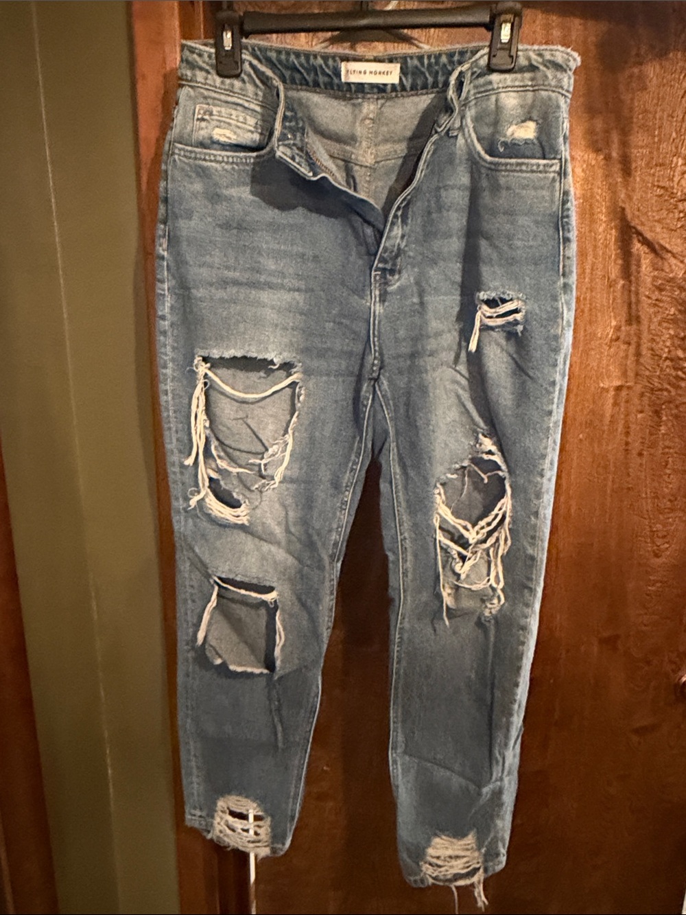 Flying Monkey Distressed Light Blue Boyfriend Jeans